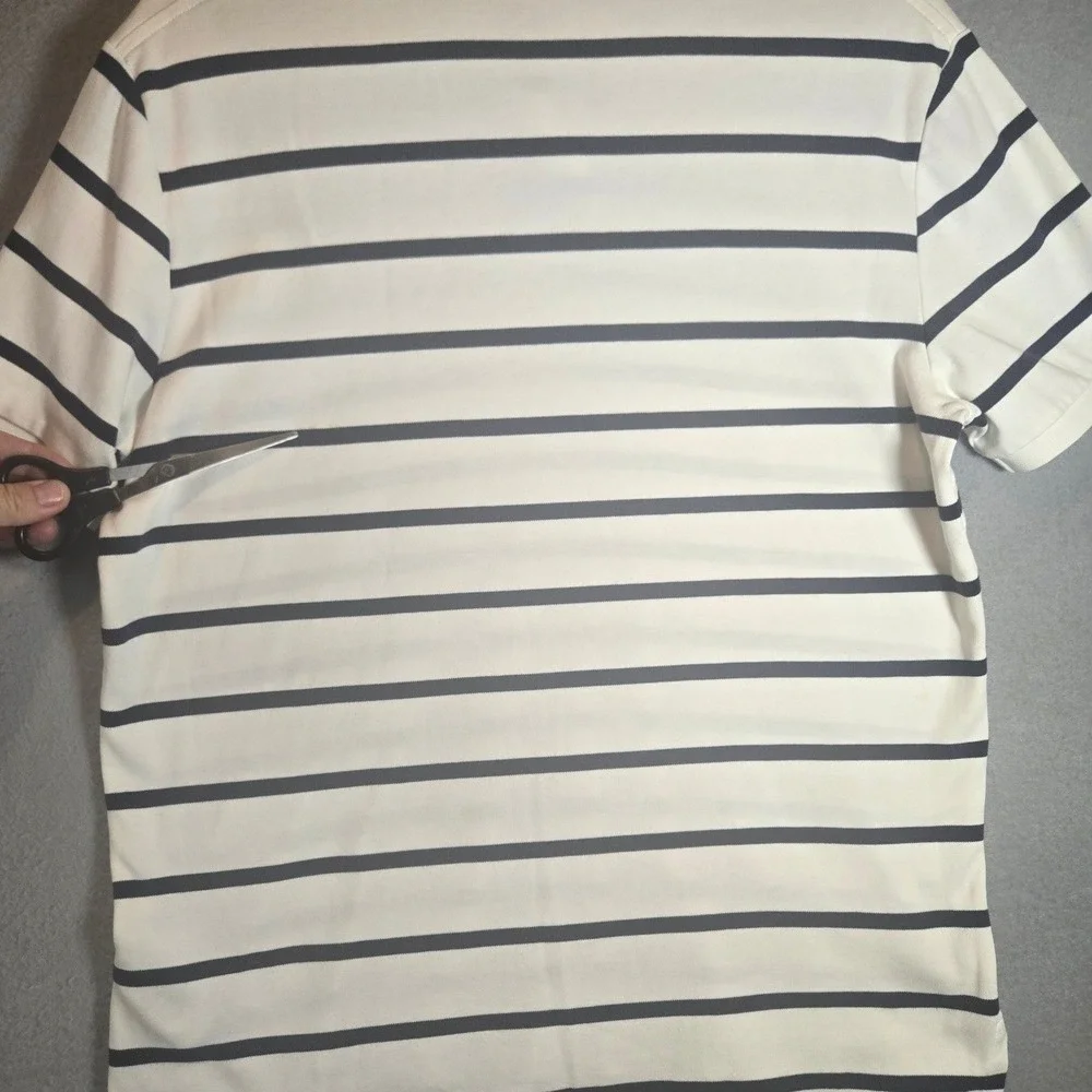 Polo‎ Ralph Lauren Shirt Mens Small Petite Striped Short Sleeve Polo White Blue